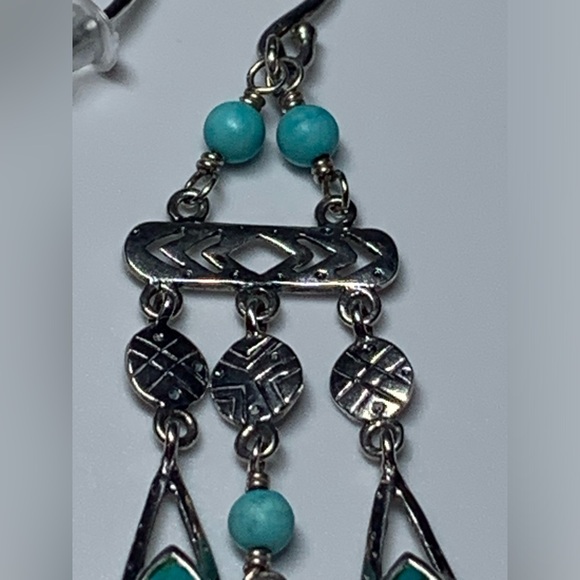Silpada Vintage Sterling, Turquoise & Magnesite CHIC Chandelier Earrings - Picture 12 of 15